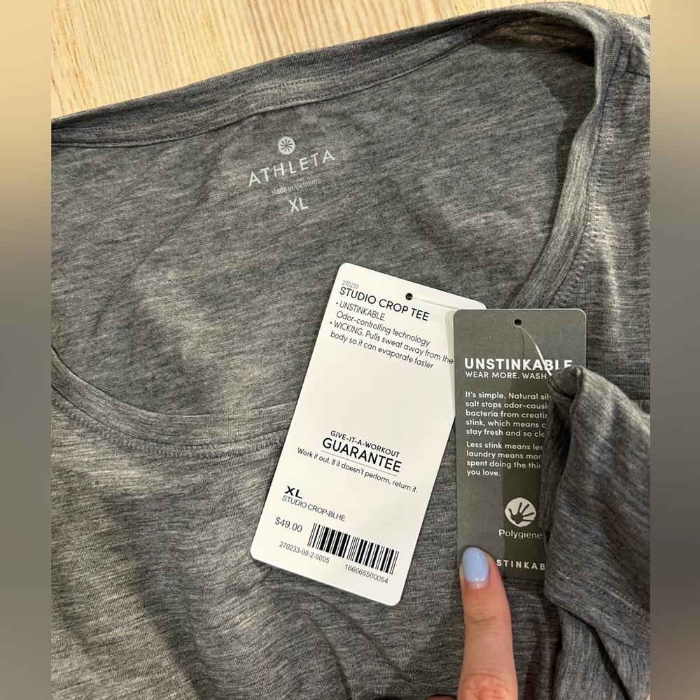 🌟 Athleta Studio Crop Tee - Grey | XL 🌟